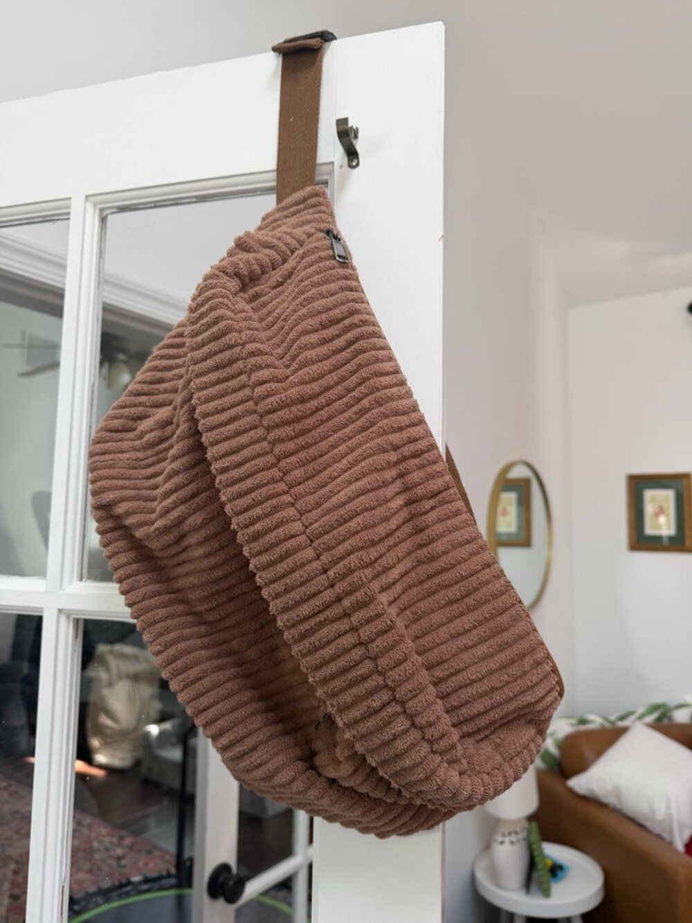 Brown Textured Sling Bag